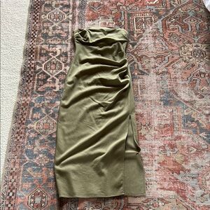Zara- Khaki green midi dress- size Medium